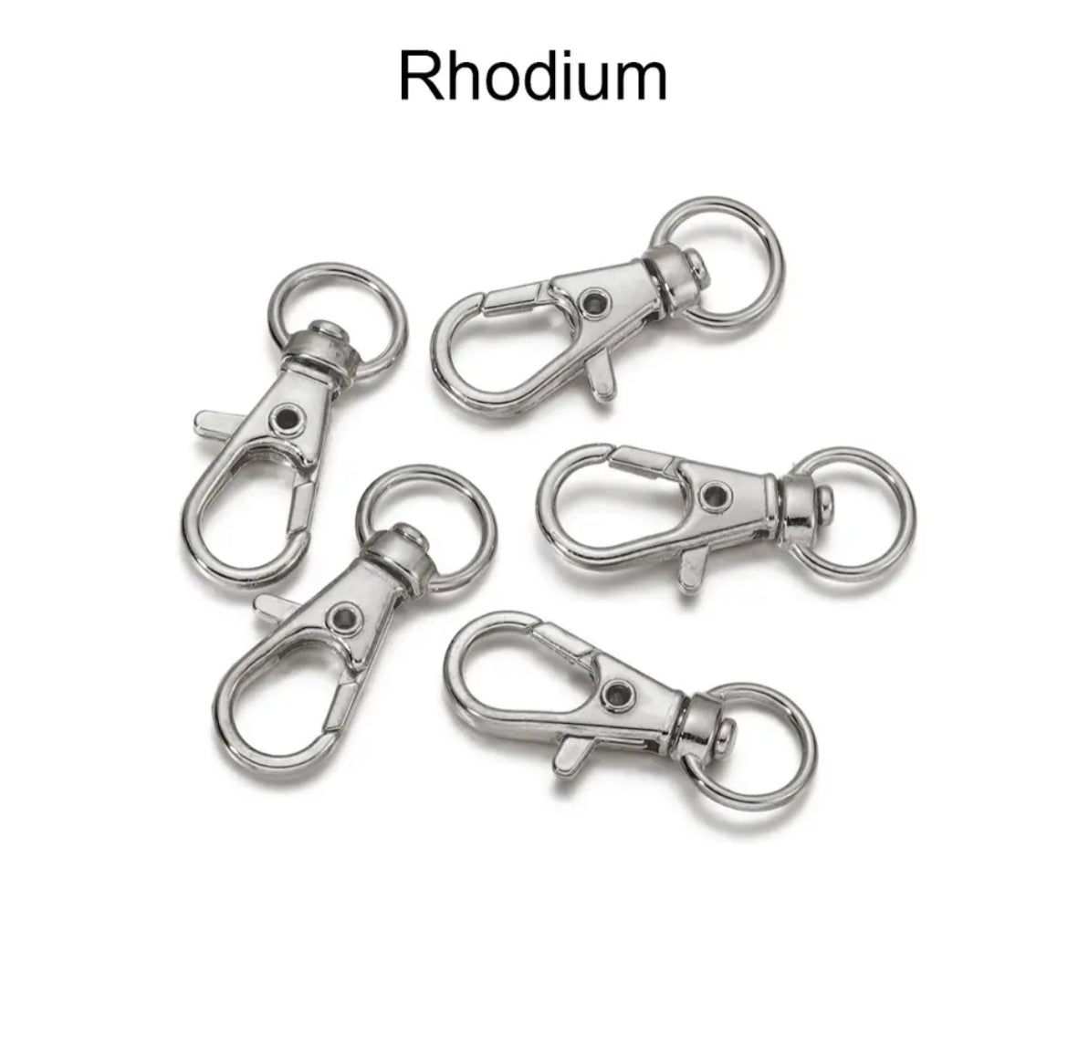 Split Key Ring Swivel Lobster Clasp (Rhodium) 10ea/pack