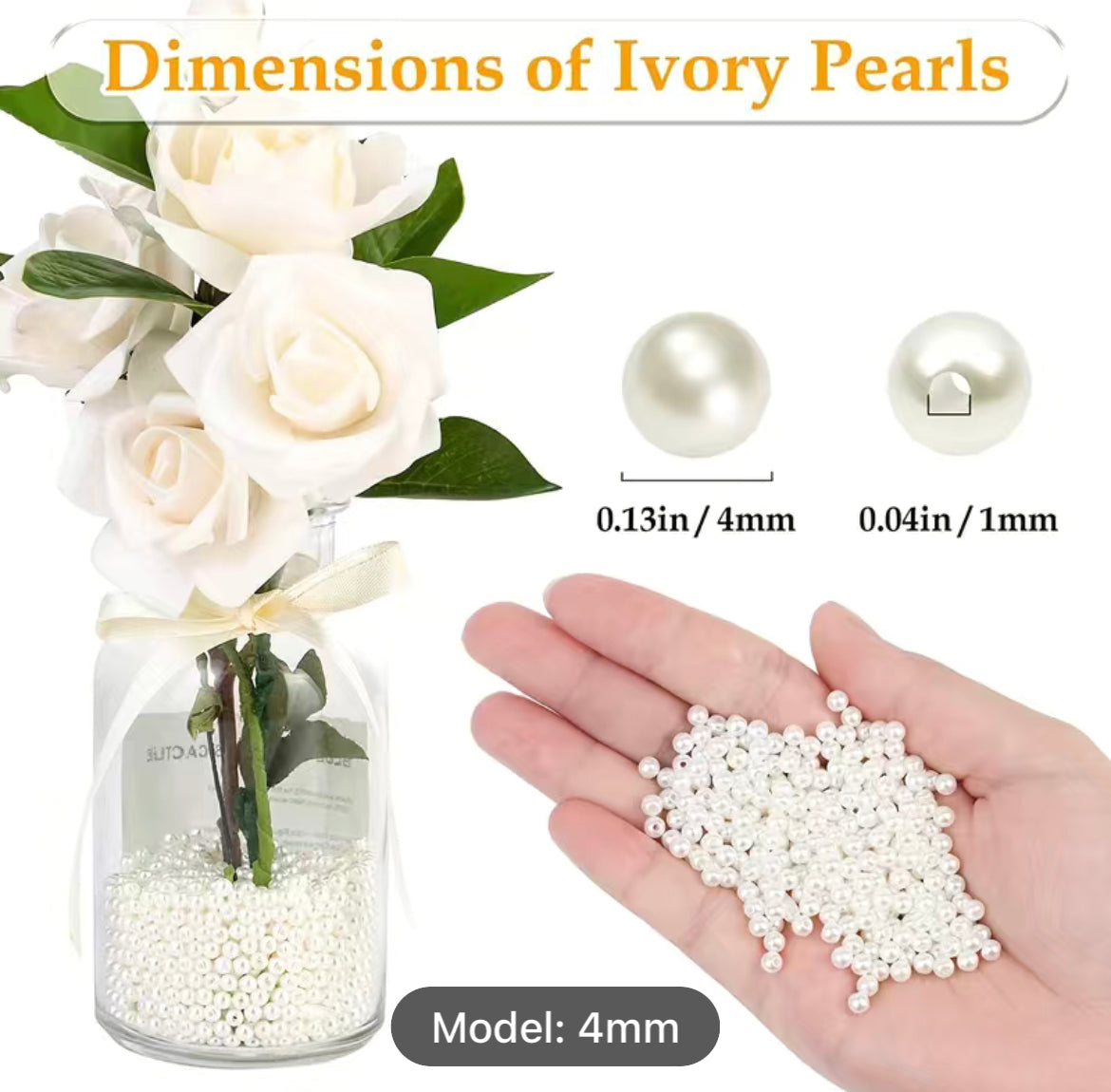 Small Slit Ivory Imitation Pearl Beads with Holes (2000ea/pack)